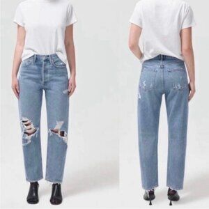AGOLDE 90's Mid Rise Loose Fit distressed straight jeans size 30